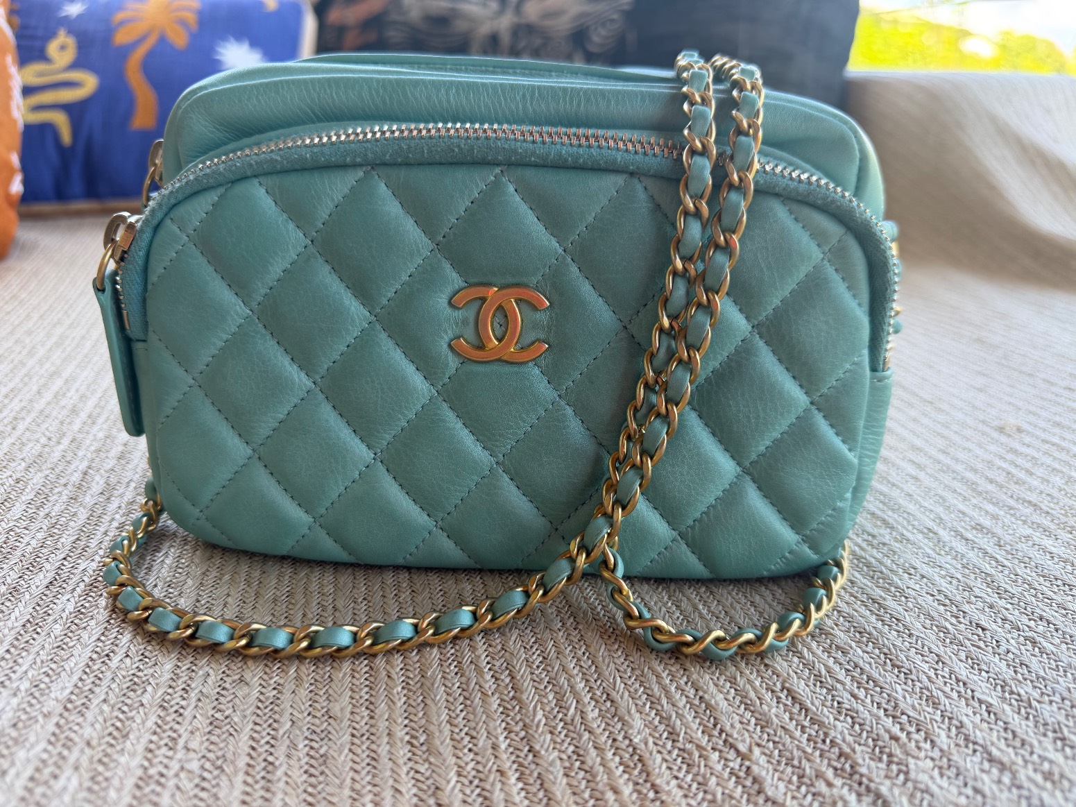Chanel · Sac cuir turquoise